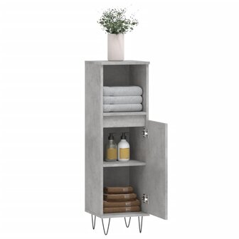 Badkamerkast 30x30x100 cm bewerkt hout betongrijs 4