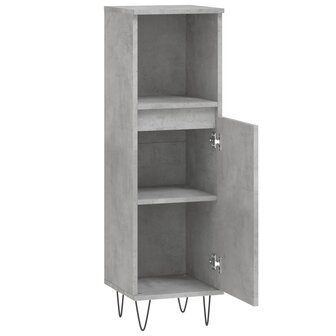 Badkamerkast 30x30x100 cm bewerkt hout betongrijs 6