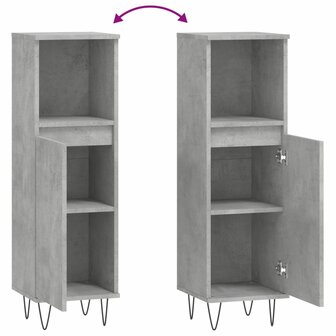 Badkamerkast 30x30x100 cm bewerkt hout betongrijs 9