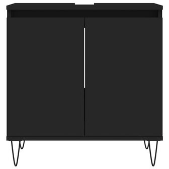 Badkamerkast 58x33x60 cm bewerkt hout zwart 4