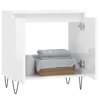 Badkamerkast 58x33x60 cm bewerkt hout hoogglans wit 3
