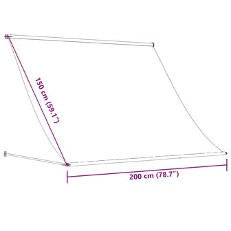 Luifel uittrekbaar 200x150 cm stof en staal antracietkleurig 9