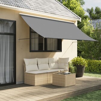 Luifel uittrekbaar 300x150 cm stof en staal antracietkleurig 1
