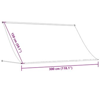 Luifel uittrekbaar 300x150 cm stof en staal cr&egrave;mekleurig 9