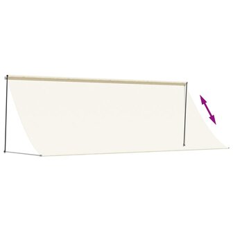 Luifel uittrekbaar 400x150 cm stof en staal cr&egrave;mekleurig 6