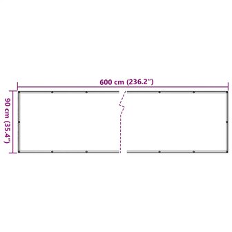 Balkonscherm 600x90 cm PVC grijs 6