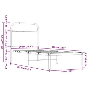 Bedframe zonder matras bewerkt hout sonoma eikenkleur 90x190 cm 9
