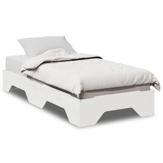 Bedframe zonder matras stapelbaar 75x190 cm massief hout wit 2
