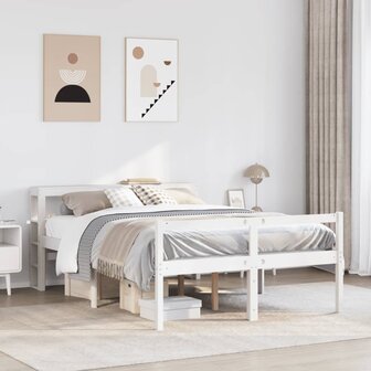 Seniorenbed met hoofdbord massief grenenhout wit 150x200 cm 1