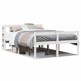 Seniorenbed met hoofdbord massief grenenhout wit 150x200 cm 2