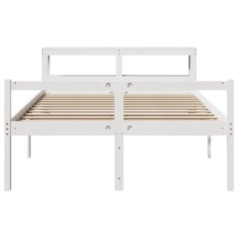 Seniorenbed met hoofdbord massief grenenhout wit 150x200 cm 4