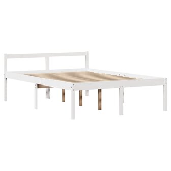 Seniorenbed met hoofdbord massief grenenhout wit 150x200 cm 7