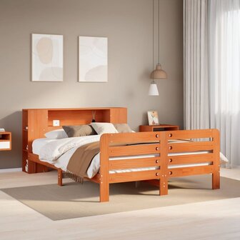 Bed met matras massief grenenhout wasbruin 140x190 cm 1