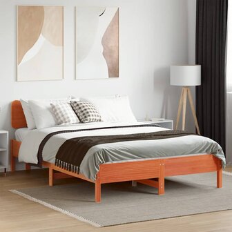 Bed met matras massief grenenhout wasbruin 140x190 cm 3