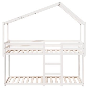 Stapelbed met bedhuis massief grenenhout wit 80x200 cm 4