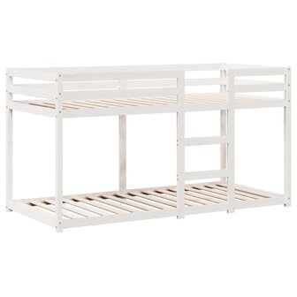Stapelbed met bedhuis massief grenenhout wit 80x200 cm 5