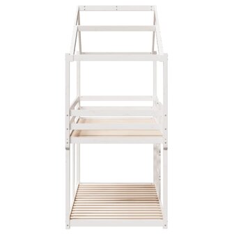 Stapelbed met bedhuis massief grenenhout wit 80x200 cm 7