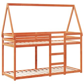 Stapelbed met dak massief grenenhout wasbruin 80x200 cm 3
