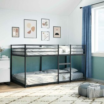 Stapelbed zonder matras 75x190 cm staal zwart 3