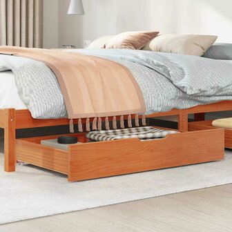 Bedlades 2 st 90x55x17 massief grenenhout wasbruin 2