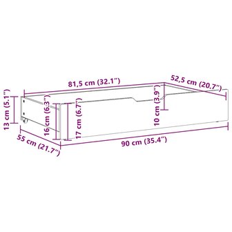 Bedlades 2 st 90x55x17 massief grenenhout wasbruin 8