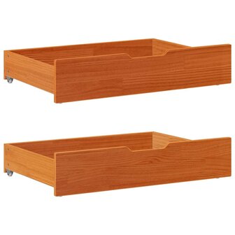 Bedlades 2 st 85x55x17 massief grenenhout wasbruin 1