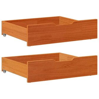 Bedlades 2 st 75x55x17 massief grenenhout wasbruin 1