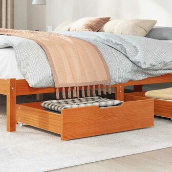 Bedlades 2 st 75x55x17 massief grenenhout wasbruin 2