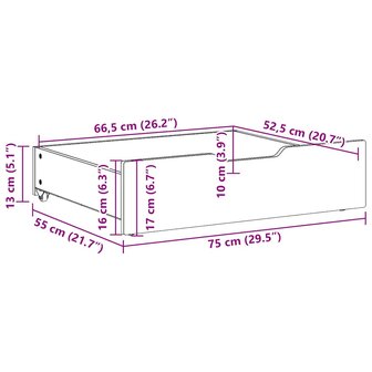 Bedlades 2 st 75x55x17 massief grenenhout wasbruin 8