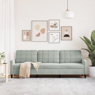 Driezitsbank 210 cm fluweel lichtgrijs 3