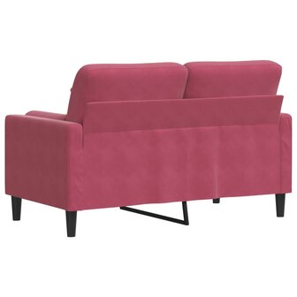 Tweezitsbank met sierkussens 120 cm fluweel wijnrood 5