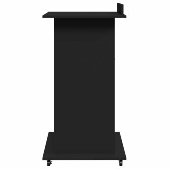 Lessenaar met wielen en lade 55x55x107 cm bewerkt hout zwart 5