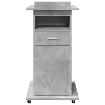 Lessenaar met wielen en lade 55x55x107 cm hout betongrijs 4