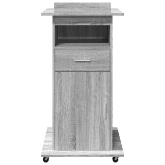 Lessenaar met wielen en lade 55x55x107 cm hout grijs sonoma 4