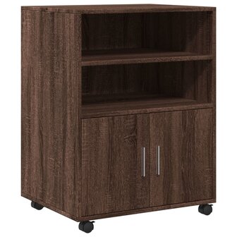 Rolkast 60x48x81 cm bewerkt hout bruin eikenkleur 2