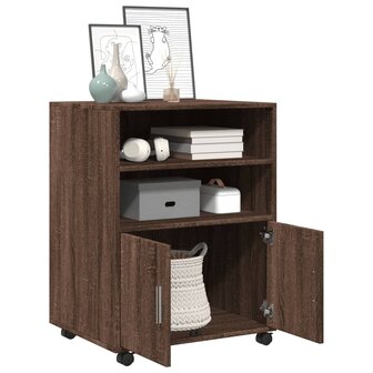 Rolkast 60x48x81 cm bewerkt hout bruin eikenkleur 3