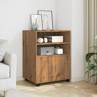 Rolkast 60x48x81 cm bewerkt hout artisanaal eikenkleurig 1