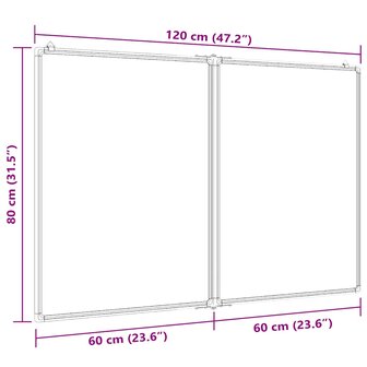 Whiteboard magnetisch inklapbaar 120x80x1,7 cm aluminium 7