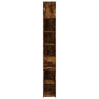 Opbergkast smal 30x42,5x225 cm bewerkt hout gerookt eikenkleur 4