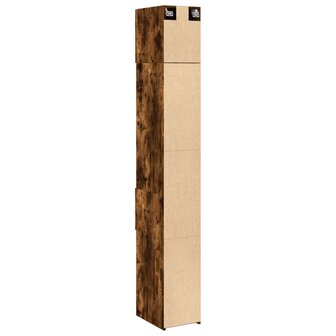 Opbergkast smal 30x42,5x225 cm bewerkt hout gerookt eikenkleur 8
