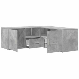 Hoekkast 200x40x45 cm bewerkt hout betongrijs 2