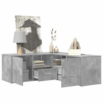 Hoekkast 200x40x45 cm bewerkt hout betongrijs 4