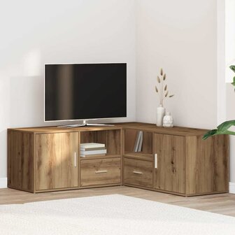 Hoekkast 200x40x45 cm bewerkt hout artisanaal eikenkleurig 1