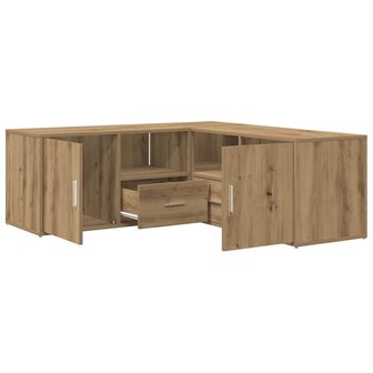 Hoekkast 200x40x45 cm bewerkt hout artisanaal eikenkleurig 2