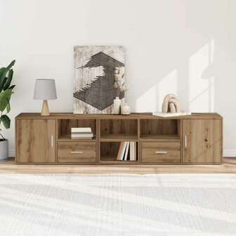 Hoekkast 200x40x45 cm bewerkt hout artisanaal eikenkleurig 3