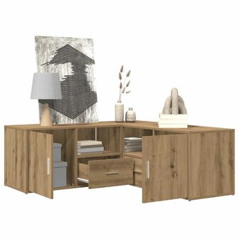 Hoekkast 200x40x45 cm bewerkt hout artisanaal eikenkleurig 4