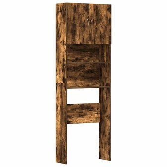 Wasmachinekast 64x24x190 cm bewerkt hout gerookt eikenkleurig 2