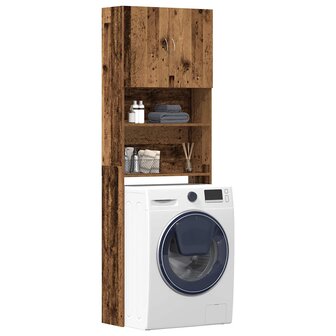 Wasmachinekast 64x24x190 cm bewerkt hout oud houtkleurig 1