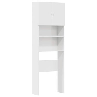 Wasmachinekast 64x24x190 cm bewerkt hout hoogglans wit 2