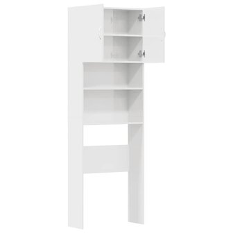 Wasmachinekast 64x24x190 cm bewerkt hout hoogglans wit 6